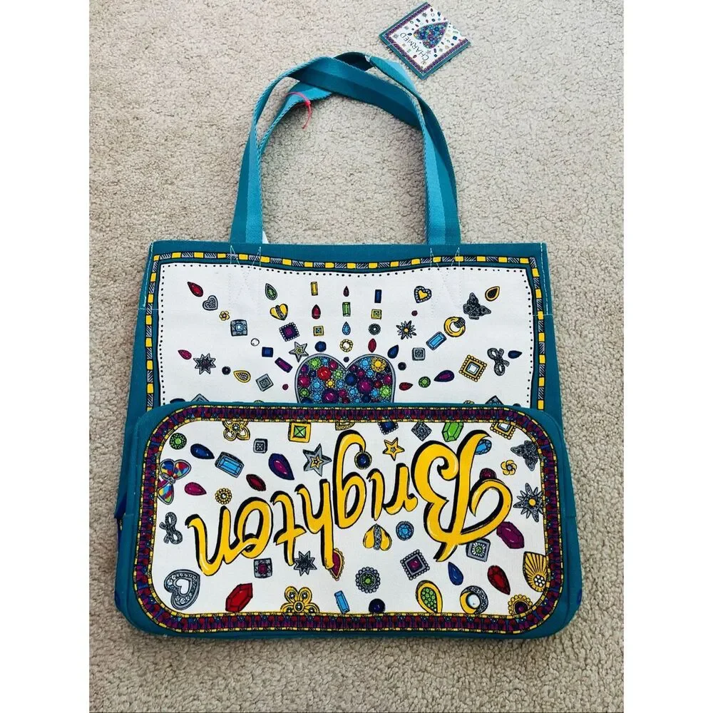 Brighton New Colorful LOVE Heart Canvas Tote Bag